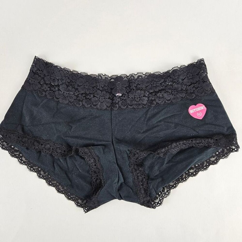 Victoria’s Secret S Boyshort Panty VS Pink Cheekster Small Panties Lace Black